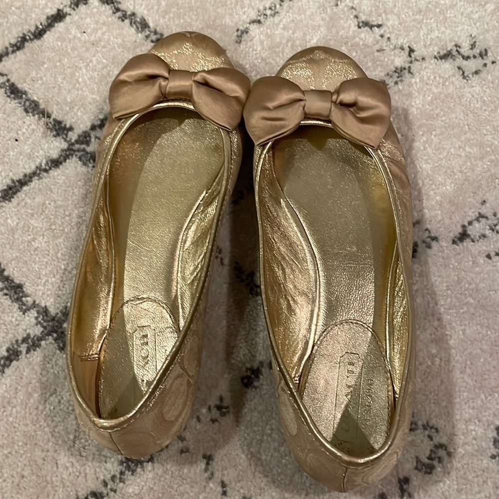 Coach gold ballet flats